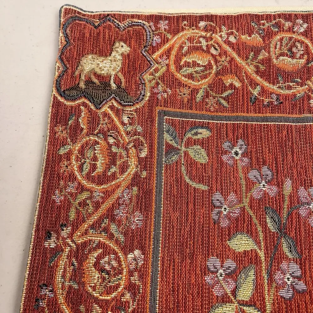 Medieval Fox Tapestry Pillow Cushion Cover Jacquard Woven France Goblus 18x19